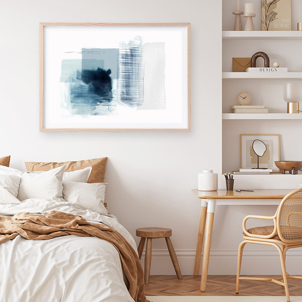 Shop Sheets of Blue II Art Print a painted abstract themed wall art print from The Print Emporium wall artwork collection - Buy Australian made fine art painting style poster and framed prints for the home and your interior decor room, TPE-PC-PI501-AP