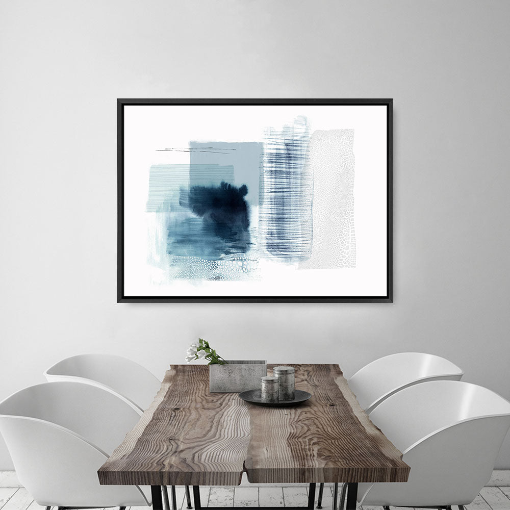 Shop Sheets of Blue II Canvas Print a painted abstract themed framed canvas wall art print from The Print Emporium artwork collection - Buy Australian made fine art painting style stretched canvas prints for the home and your interior decor space, TPE-PC-PI501-CA-35X46-NF