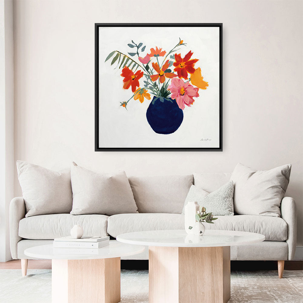 Shop Simplicity Bouquet II Leaves (Square) Canvas Print a floral themed painted framed canvas wall art print from The Print Emporium artwork collection - Buy Australian made fine art painting style stretched canvas prints for the home and your interior decor space, TPE-WA-70483-CA-40X40-NF