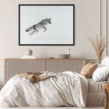 Shop Snow Fox Canvas Print a painted style framed canvas wall art print from The Print Emporium artwork collection - Buy Australian made fine art painting style stretched canvas prints for the home and your interior decor space, TPE-212-CA-35X46-NF