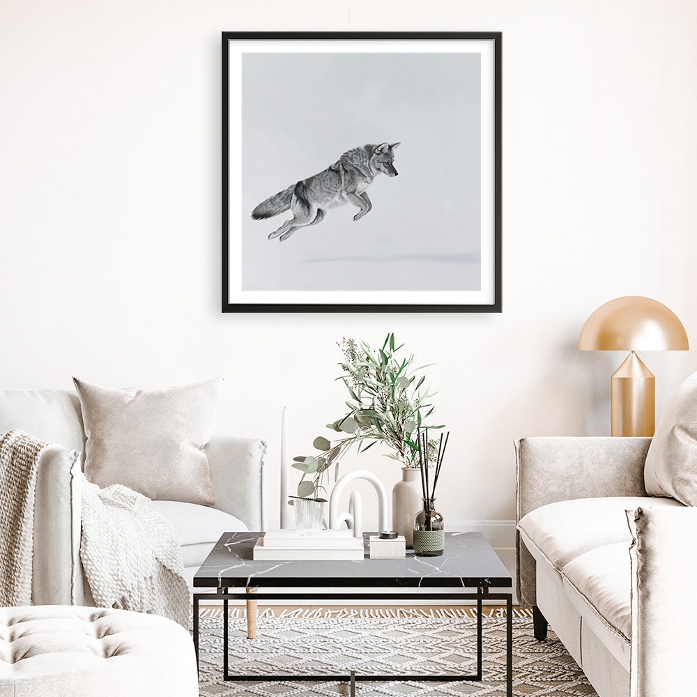 Shop Snow Fox (Square) Art Print a painted style wall art print from The Print Emporium wall artwork collection - Buy Australian made fine art painting style poster and framed prints for the home and your interior decor room, TPE-204-AP