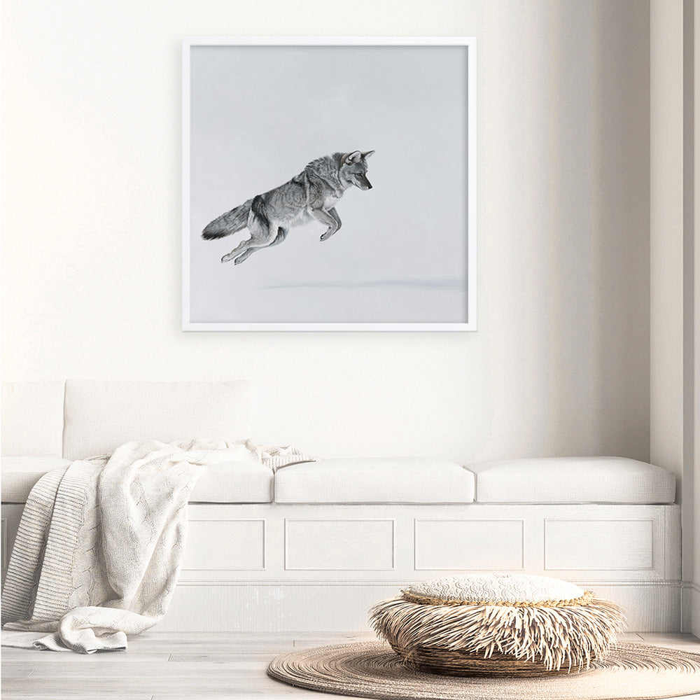 Shop Snow Fox (Square) Art Print a painted style wall art print from The Print Emporium wall artwork collection - Buy Australian made fine art painting style poster and framed prints for the home and your interior decor room, TPE-204-AP
