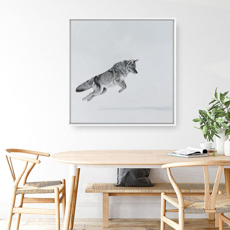 Shop Snow Fox (Square) Canvas Print a painted style framed canvas wall art print from The Print Emporium artwork collection - Buy Australian made fine art painting style stretched canvas prints for the home and your interior decor space, TPE-204-CA-40X40-NF