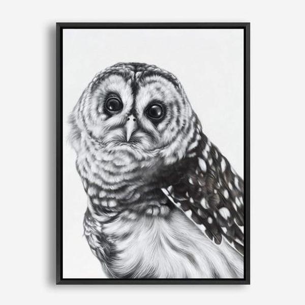 Shop Snow Owl Canvas Print a painted bird themed framed canvas wall art print from The Print Emporium artwork collection - Buy Australian made fine art painting style stretched canvas prints for the home and your interior decor space, TPE-176-CA-35X46-NF