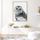 Shop Snow Owl Canvas Print a painted bird themed framed canvas wall art print from The Print Emporium artwork collection - Buy Australian made fine art painting style stretched canvas prints for the home and your interior decor space, TPE-176-CA-35X46-NF