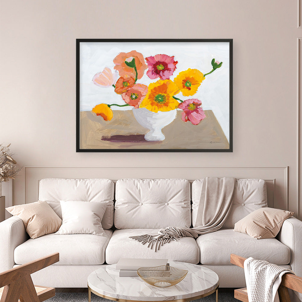 Shop Sorbet Poppies I Art Print a floral themed painted wall art print from The Print Emporium wall artwork collection - Buy Australian made fine art painting style poster and framed prints for the home and your interior decor room, TPE-WA-71780-AP