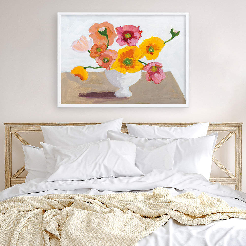 Shop Sorbet Poppies I Art Print a floral themed painted wall art print from The Print Emporium wall artwork collection - Buy Australian made fine art painting style poster and framed prints for the home and your interior decor room, TPE-WA-71780-AP