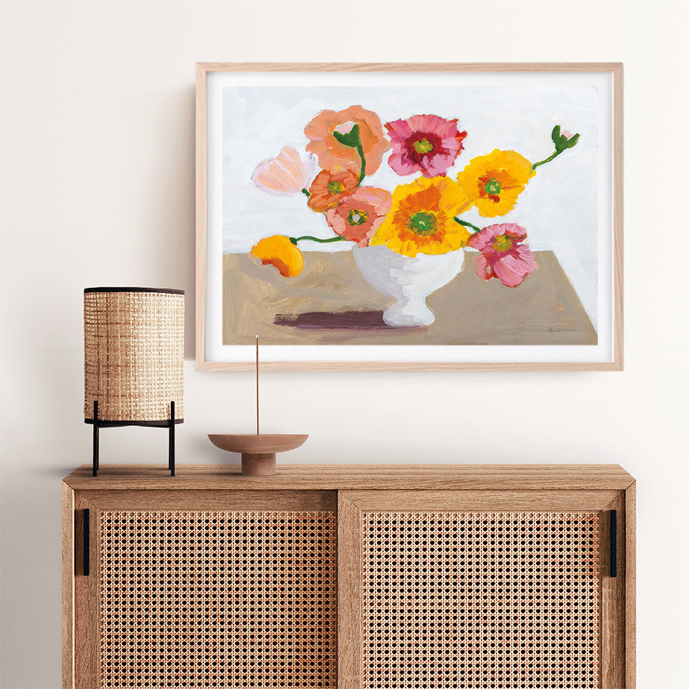 Shop Sorbet Poppies I Art Print a floral themed painted wall art print from The Print Emporium wall artwork collection - Buy Australian made fine art painting style poster and framed prints for the home and your interior decor room, TPE-WA-71780-AP