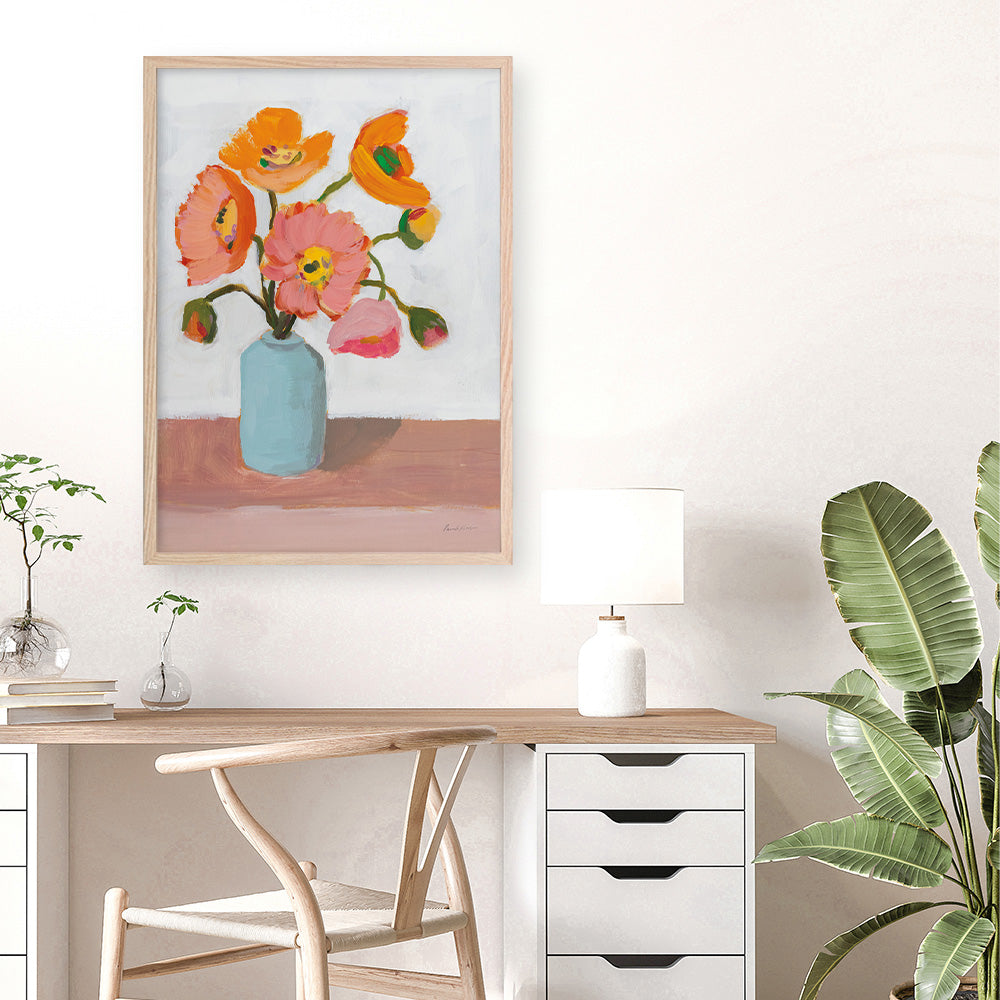 Shop Sorbet Poppies II Art Print a floral themed painted wall art print from The Print Emporium wall artwork collection - Buy Australian made fine art painting style poster and framed prints for the home and your interior decor room, TPE-WA-71781-AP