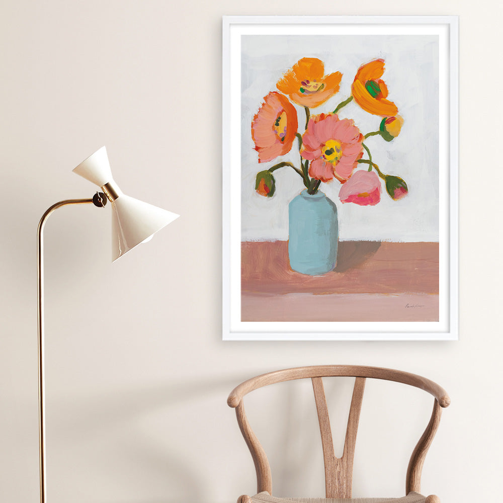 Shop Sorbet Poppies II Art Print a floral themed painted wall art print from The Print Emporium wall artwork collection - Buy Australian made fine art painting style poster and framed prints for the home and your interior decor room, TPE-WA-71781-AP