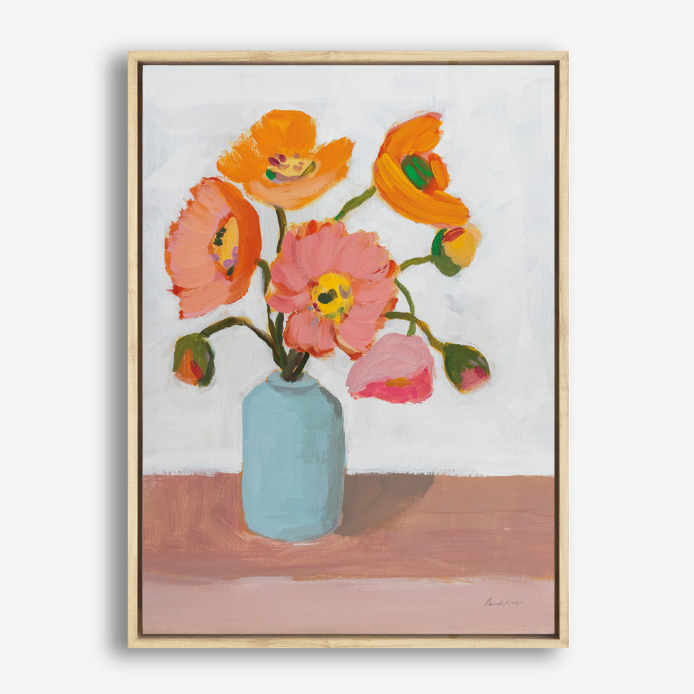 Shop Sorbet Poppies II Canvas Print a floral themed painted framed canvas wall art print from The Print Emporium artwork collection - Buy Australian made fine art painting style stretched canvas prints for the home and your interior decor space, TPE-WA-71781-CA-35X46-NF
