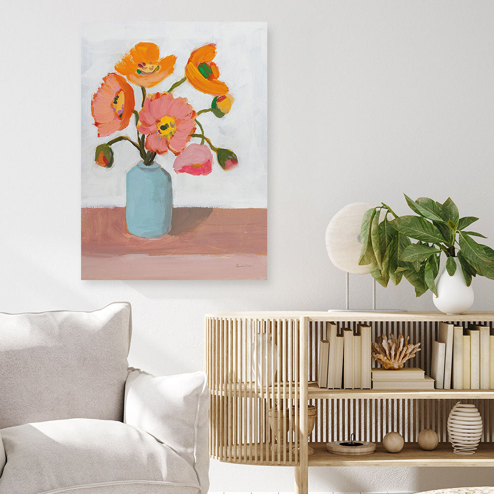 Shop Sorbet Poppies II Canvas Print a floral themed painted framed canvas wall art print from The Print Emporium artwork collection - Buy Australian made fine art painting style stretched canvas prints for the home and your interior decor space, TPE-WA-71781-CA-35X46-NF