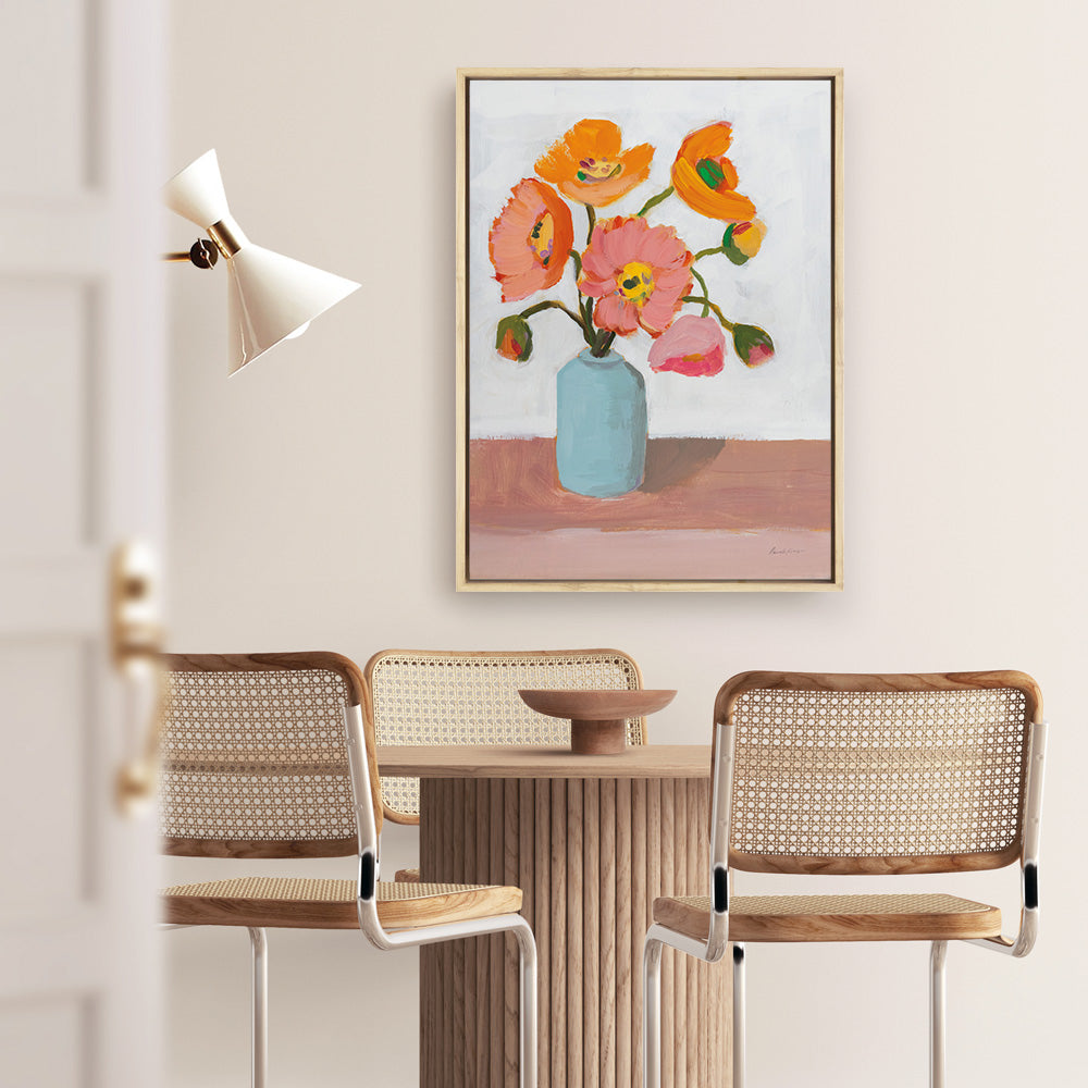 Shop Sorbet Poppies II Canvas Print a floral themed painted framed canvas wall art print from The Print Emporium artwork collection - Buy Australian made fine art painting style stretched canvas prints for the home and your interior decor space, TPE-WA-71781-CA-35X46-NF