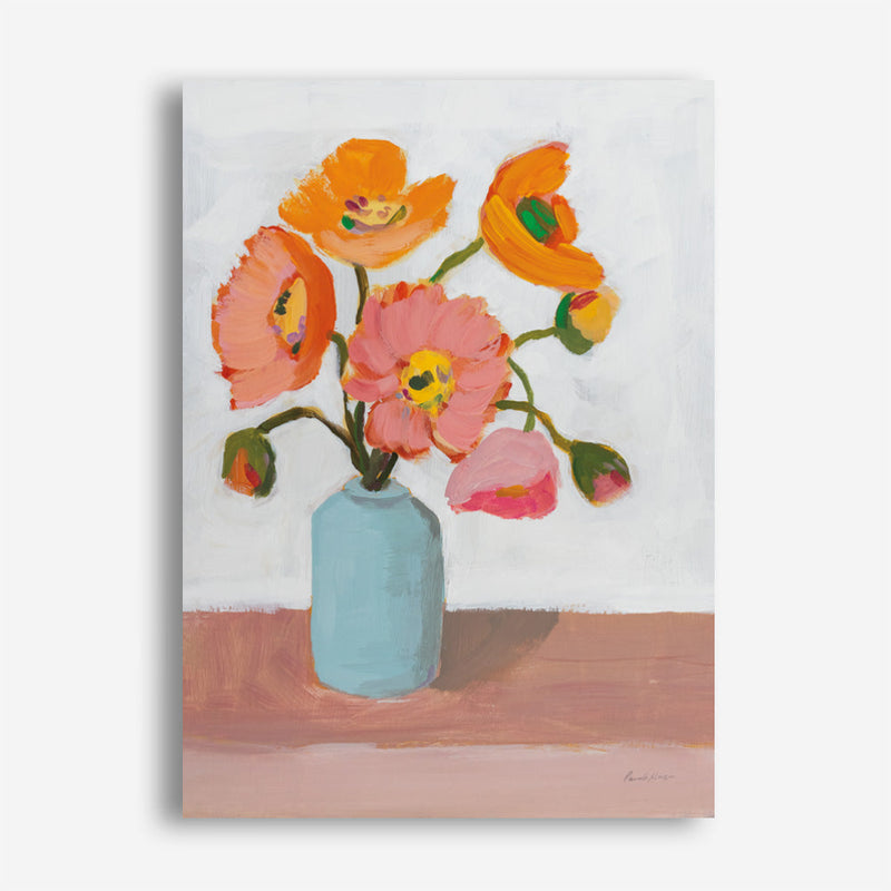 Shop Sorbet Poppies II Canvas Print a floral themed painted framed canvas wall art print from The Print Emporium artwork collection - Buy Australian made fine art painting style stretched canvas prints for the home and your interior decor space, TPE-WA-71781-CA-35X46-NF