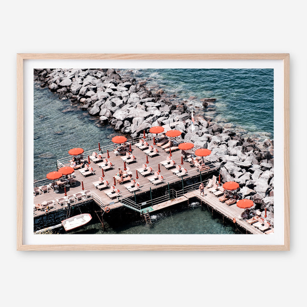 Shop Sorrento Orange Umbrellas I Photo Art Print a coastal themed photography wall art print from The Print Emporium wall artwork collection - Buy Australian made fine art poster and framed prints for the home and your interior decor, TPE-735-AP
