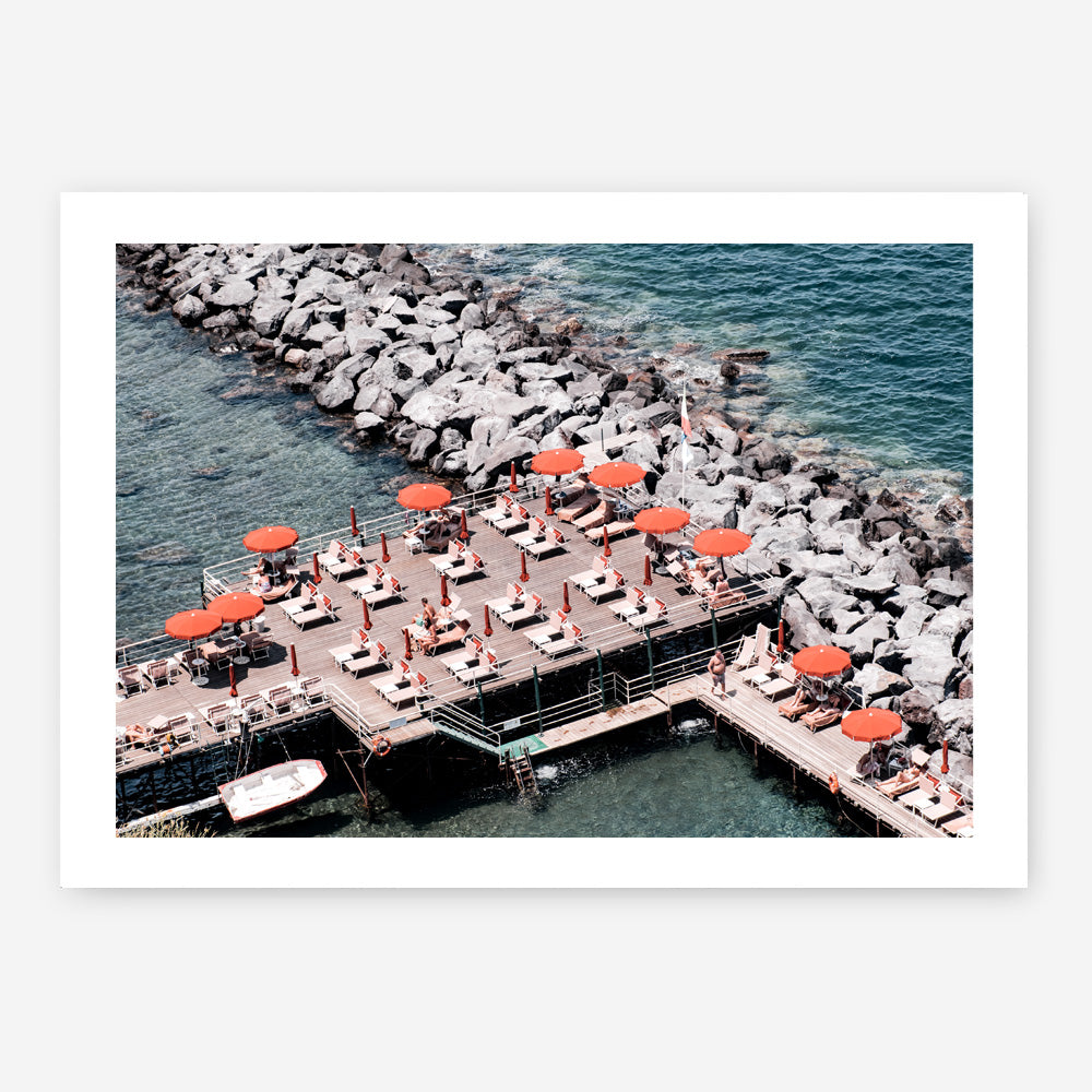 Shop Sorrento Orange Umbrellas I Photo Art Print a coastal themed photography wall art print from The Print Emporium wall artwork collection - Buy Australian made fine art poster and framed prints for the home and your interior decor, TPE-735-AP