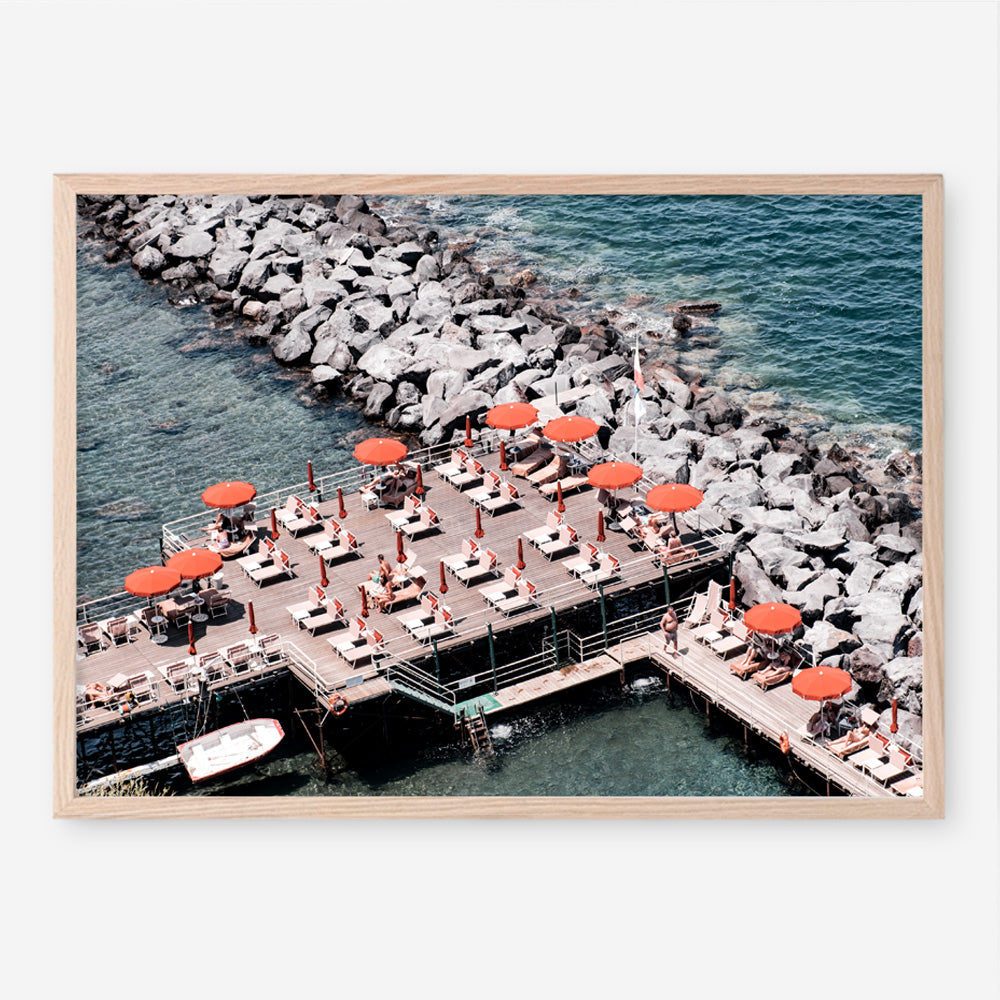 Shop Sorrento Orange Umbrellas I Photo Art Print a coastal themed photography wall art print from The Print Emporium wall artwork collection - Buy Australian made fine art poster and framed prints for the home and your interior decor, TPE-735-AP