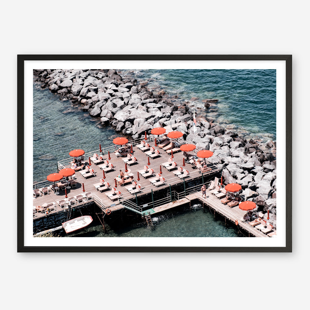 Shop Sorrento Orange Umbrellas I Photo Art Print a coastal themed photography wall art print from The Print Emporium wall artwork collection - Buy Australian made fine art poster and framed prints for the home and your interior decor, TPE-735-AP
