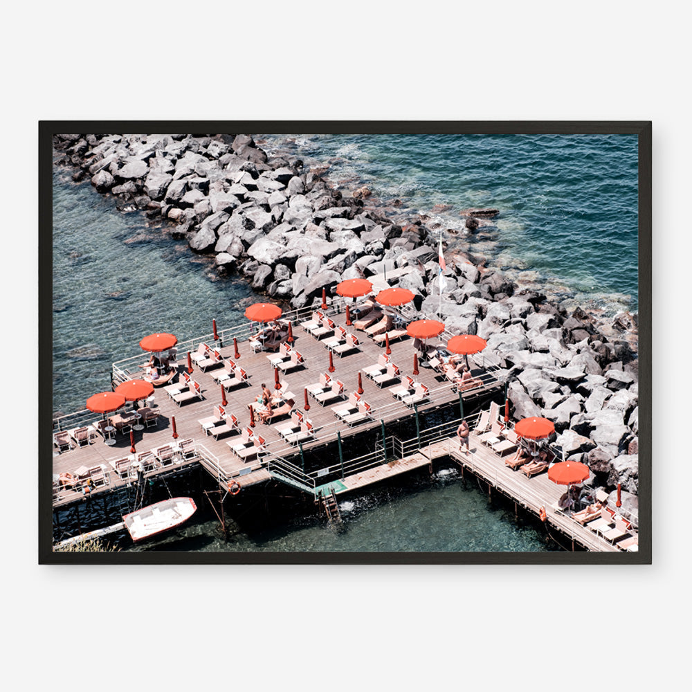 Shop Sorrento Orange Umbrellas I Photo Art Print a coastal themed photography wall art print from The Print Emporium wall artwork collection - Buy Australian made fine art poster and framed prints for the home and your interior decor, TPE-735-AP
