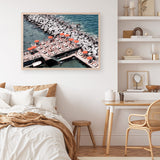 Shop Sorrento Orange Umbrellas I Photo Art Print a coastal themed photography wall art print from The Print Emporium wall artwork collection - Buy Australian made fine art poster and framed prints for the home and your interior decor, TPE-735-AP