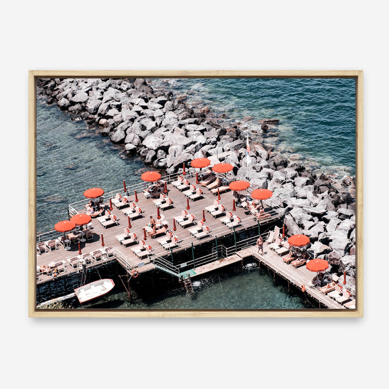Shop Sorrento Orange Umbrellas Photo I Canvas Print a coastal themed photography framed stretched canvas print from The Print Emporium wall artwork collection - Buy Australian made prints for the home and your interior decor space, TPE-735-CA-35X46-NF