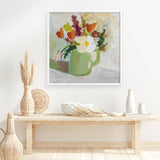 Shop Spring In A Green Pitcher (Square) Art Print a floral themed painted wall art print from The Print Emporium wall artwork collection - Buy Australian made fine art painting style poster and framed prints for the home and your interior decor room, TPE-WA-77775-AP