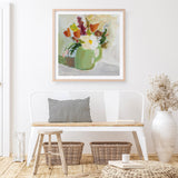 Shop Spring In A Green Pitcher (Square) Art Print a floral themed painted wall art print from The Print Emporium wall artwork collection - Buy Australian made fine art painting style poster and framed prints for the home and your interior decor room, TPE-WA-77775-AP