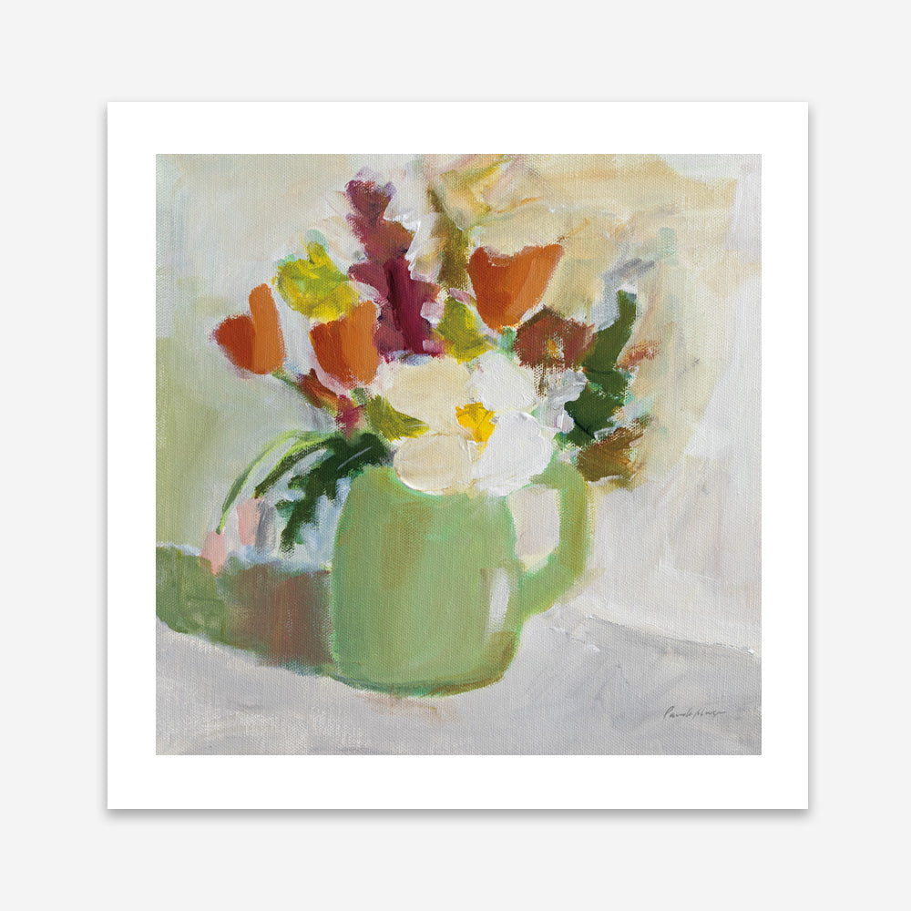 Shop Spring In A Green Pitcher (Square) Art Print a floral themed painted wall art print from The Print Emporium wall artwork collection - Buy Australian made fine art painting style poster and framed prints for the home and your interior decor room, TPE-WA-77775-AP