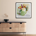 Shop Spring In A Green Pitcher (Square) Art Print a floral themed painted wall art print from The Print Emporium wall artwork collection - Buy Australian made fine art painting style poster and framed prints for the home and your interior decor room, TPE-WA-77775-AP