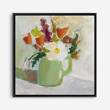 Shop Spring In A Green Pitcher (Square) Canvas Print a floral themed painted framed canvas wall art print from The Print Emporium artwork collection - Buy Australian made fine art painting style stretched canvas prints for the home and your interior decor space, TPE-WA-77775-CA-40X40-NF