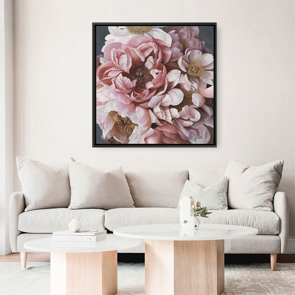 Shop Summer Florals (Square) Canvas Print a floral themed painted framed canvas wall art print from The Print Emporium artwork collection - Buy Australian made fine art painting style stretched canvas prints for the home and your interior decor space, TPE-328-CA-40X40-NF
