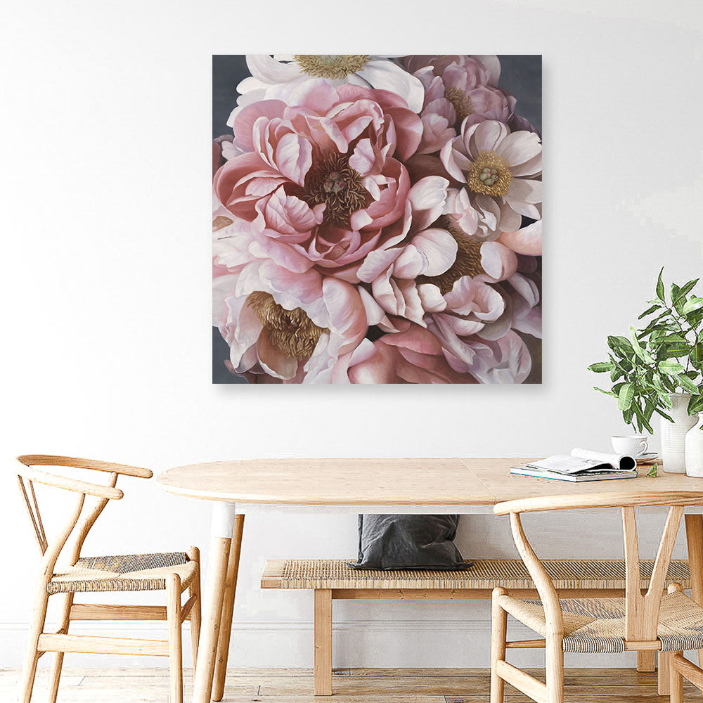 Shop Summer Florals (Square) Canvas Print a floral themed painted framed canvas wall art print from The Print Emporium artwork collection - Buy Australian made fine art painting style stretched canvas prints for the home and your interior decor space, TPE-328-CA-40X40-NF