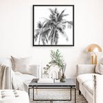 Shop Summer Palms I (B&W) (Square) Art Print a coastal themed painted wall art print from The Print Emporium wall artwork collection - Buy Australian made fine art painting style poster and framed prints for the home and your interior decor room, TPE-357-AP