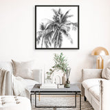 Shop Summer Palms I (B&W) (Square) Art Print a coastal themed painted wall art print from The Print Emporium wall artwork collection - Buy Australian made fine art painting style poster and framed prints for the home and your interior decor room, TPE-357-AP