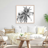 Shop Summer Palms I (B&W) (Square) Art Print a coastal themed painted wall art print from The Print Emporium wall artwork collection - Buy Australian made fine art painting style poster and framed prints for the home and your interior decor room, TPE-357-AP