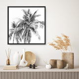 Shop Summer Palms I (B&W) (Square) Canvas Print a coastal themed painted framed canvas wall art print from The Print Emporium artwork collection - Buy Australian made fine art painting style stretched canvas prints for the home and your interior decor space, TPE-357-CA-40X40-NF