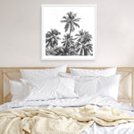 Shop Summer Palms II (B&W) (Square) Art Print a coastal themed painted wall art print from The Print Emporium wall artwork collection - Buy Australian made fine art painting style poster and framed prints for the home and your interior decor room, TPE-358-AP