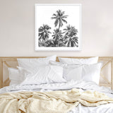 Shop Summer Palms II (B&W) (Square) Art Print a coastal themed painted wall art print from The Print Emporium wall artwork collection - Buy Australian made fine art painting style poster and framed prints for the home and your interior decor room, TPE-358-AP