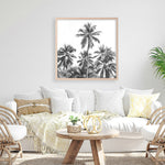 Shop Summer Palms II (B&W) (Square) Art Print a coastal themed painted wall art print from The Print Emporium wall artwork collection - Buy Australian made fine art painting style poster and framed prints for the home and your interior decor room, TPE-358-AP