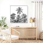 Shop Summer Palms II (B&W) (Square) Canvas Print a coastal themed painted framed canvas wall art print from The Print Emporium artwork collection - Buy Australian made fine art painting style stretched canvas prints for the home and your interior decor space, TPE-358-CA-40X40-NF