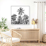 Shop Summer Palms II (B&W) (Square) Canvas Print a coastal themed painted framed canvas wall art print from The Print Emporium artwork collection - Buy Australian made fine art painting style stretched canvas prints for the home and your interior decor space, TPE-358-CA-40X40-NF