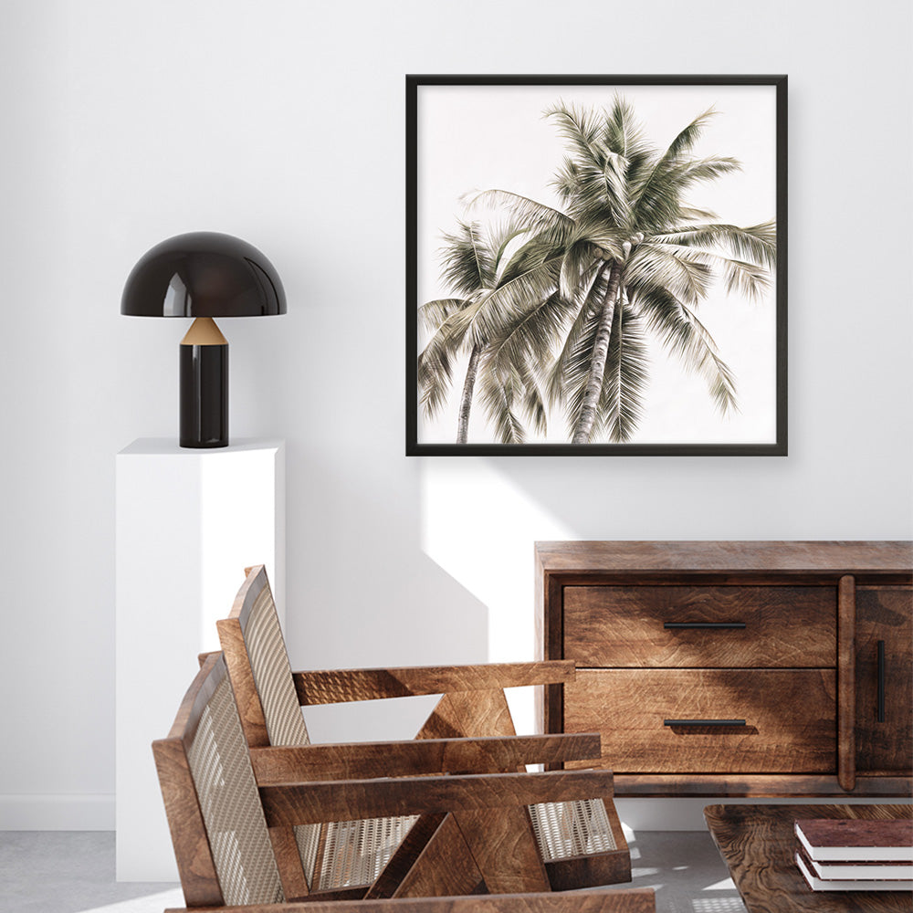 Shop Summer Palms Light I (Square) Art Print a coastal themed painted wall art print from The Print Emporium wall artwork collection - Buy Australian made fine art painting style poster and framed prints for the home and your interior decor room, TPE-435-AP