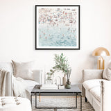 Shop Summer Scene (Square) Art Print a coastal themed painted wall art print from The Print Emporium wall artwork collection - Buy Australian made fine art painting style poster and framed prints for the home and your interior decor room, TPE-318-AP