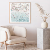 Shop Summer Scene (Square) Art Print a coastal themed painted wall art print from The Print Emporium wall artwork collection - Buy Australian made fine art painting style poster and framed prints for the home and your interior decor room, TPE-318-AP