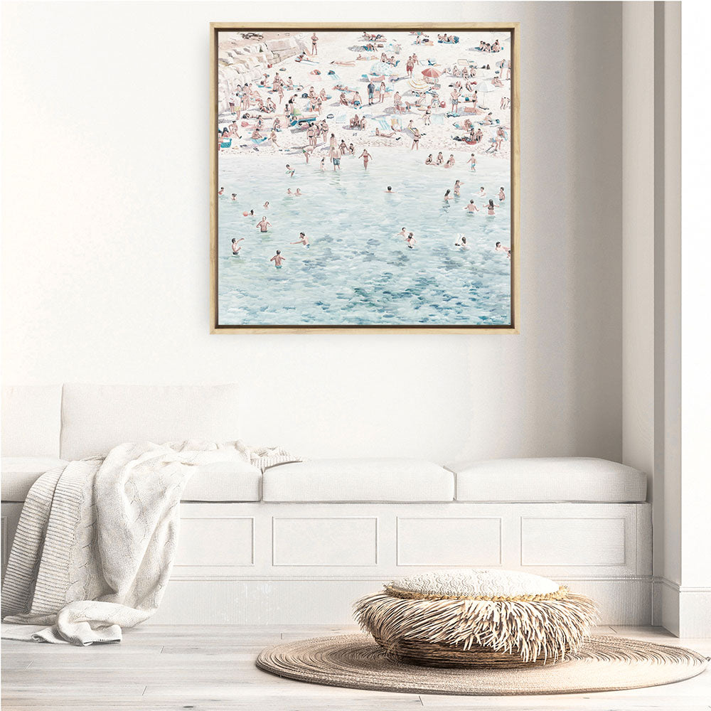 Shop Summer Scene (Square) Canvas Print a coastal themed painted framed canvas wall art print from The Print Emporium artwork collection - Buy Australian made fine art painting style stretched canvas prints for the home and your interior decor space, TPE-318-CA-40X40-NF