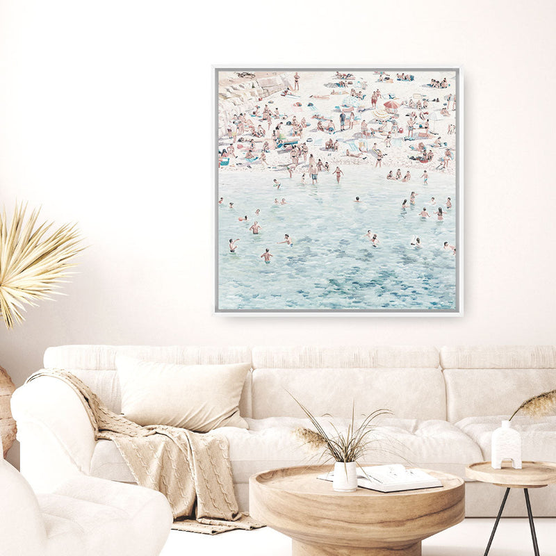 Shop Summer Scene (Square) Canvas Print a coastal themed painted framed canvas wall art print from The Print Emporium artwork collection - Buy Australian made fine art painting style stretched canvas prints for the home and your interior decor space, TPE-318-CA-40X40-NF