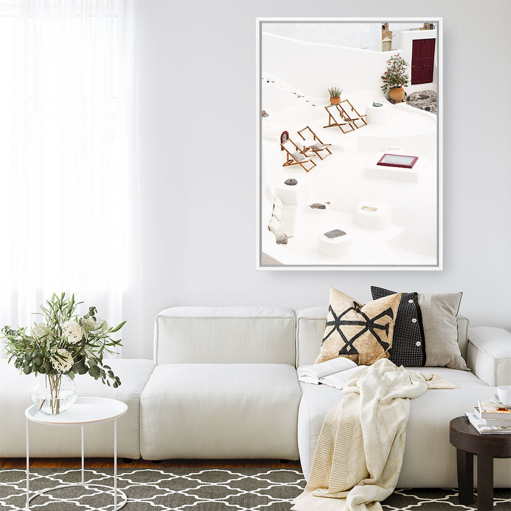 Shop Sun Chairs Photo Canvas Print a coastal themed photography framed stretched canvas print from The Print Emporium wall artwork collection - Buy Australian made prints for the home and your interior decor space, TPE-1337-CA-35X46-NF