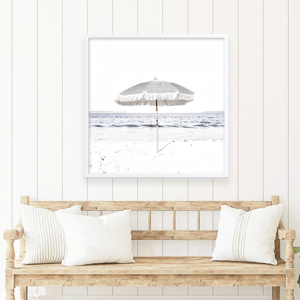 Shop Sun Parasol (Square) Photo Art Print a coastal themed photography wall art print from The Print Emporium wall artwork collection - Buy Australian made fine art poster and framed prints for the home and your interior decor, TPE-694-AP