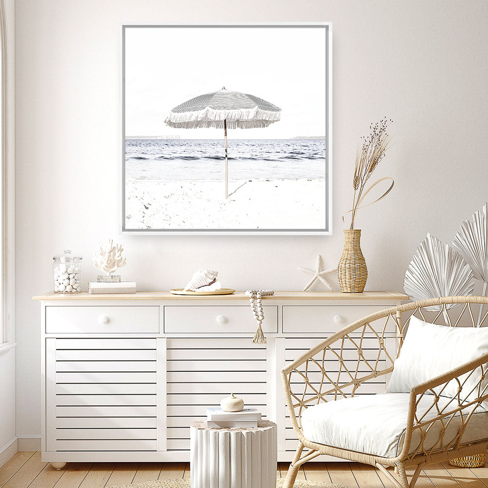Shop Sun Parasol (Square) Photo Canvas a coastal themed photography framed stretched canvas print from The Print Emporium wall artwork collection - Buy Australian made prints for the home and your interior decor space, TPE-694-CA-40X40-NF