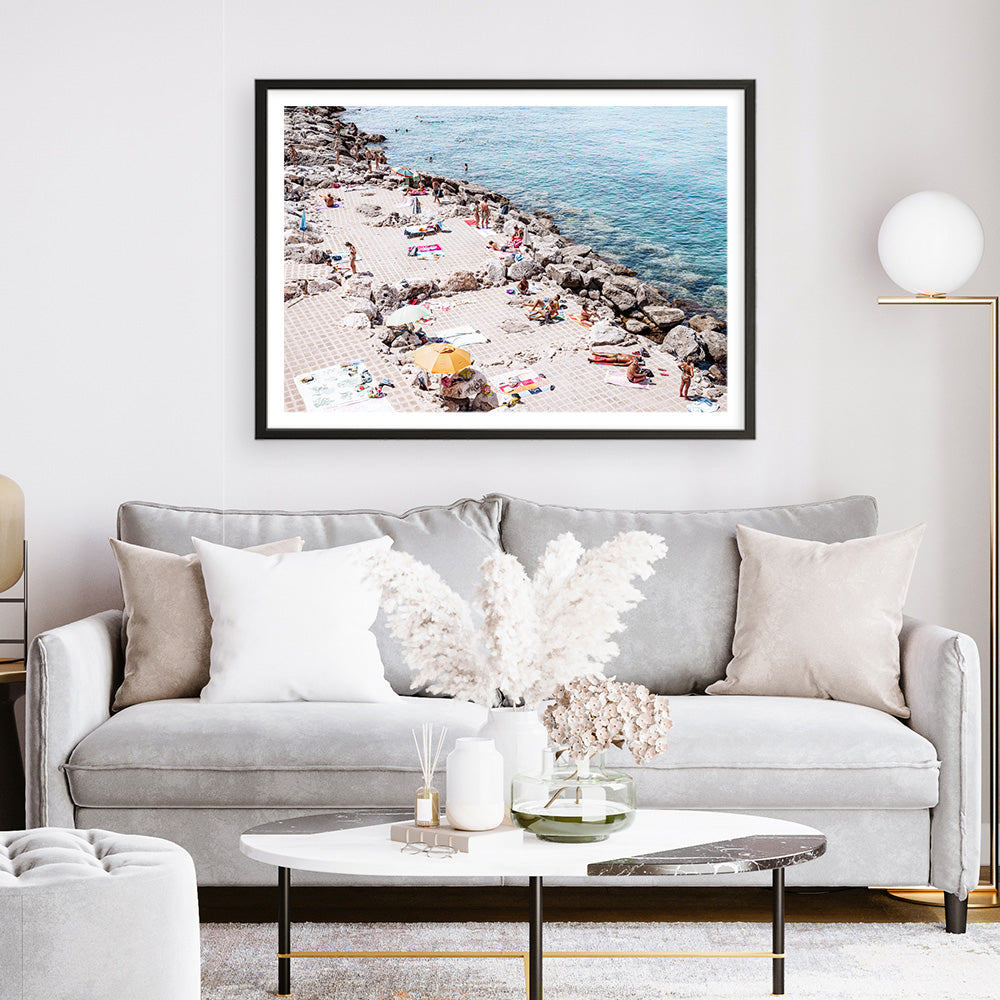 Shop Sunbaking in Salento Photo Art Print a coastal themed photography wall art print from The Print Emporium wall artwork collection - Buy Australian made fine art poster and framed prints for the home and your interior decor, TPE-1193-AP